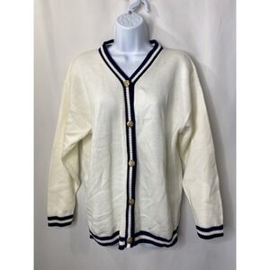 Vintage Nautical Varsity Sweater Size Large Coastal Preppy Patriotic Academia